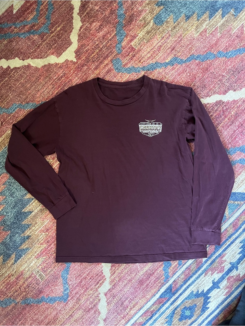 Cowboy Hardware Men's Long Sleeve Tee - Maroon